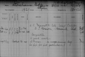 George Stephen Stonehouse Juvenile Inspection Card